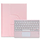 360 Degree Rotatable Bluetooth Keyboard Leather Case With Touchpad - Square Button - Pink - For Ipad 10.2 2021 / Air 2019
