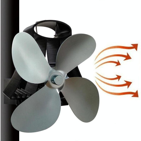 4-Blade Heat Powered Fireplace Stove Fan - Aluminum