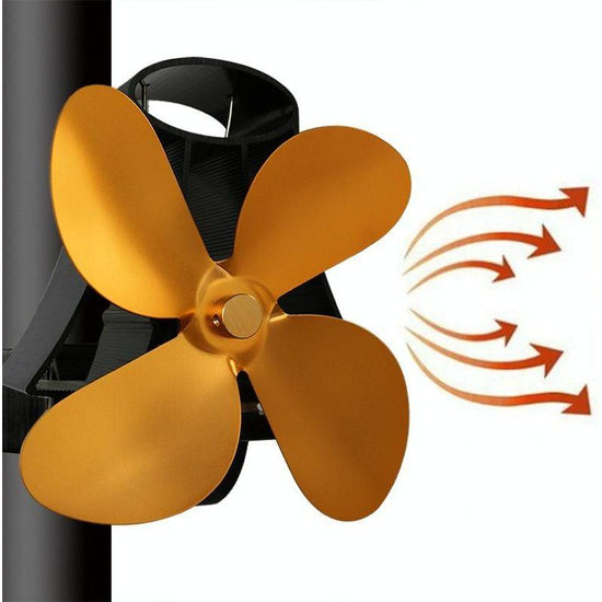 4-Blade Heat Powered Fireplace Stove Fan - Aluminum
