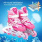Flash Straight Row Roller Skating Shoes Suit for Children and Adults - Small Size - Blue