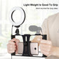 Vlogging Live Broadcast Smartphone Video Rig With 4.7 Inch Ring Led Selfie Light Kit And Cold Shoe Tripod Head - Blue