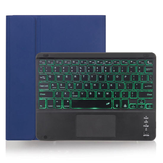 Detachable Bluetooth Keyboard Tablet Case For Ipad Pro 11 With Touchpad Pen Slot & Backlight - Plain Texture - Blue