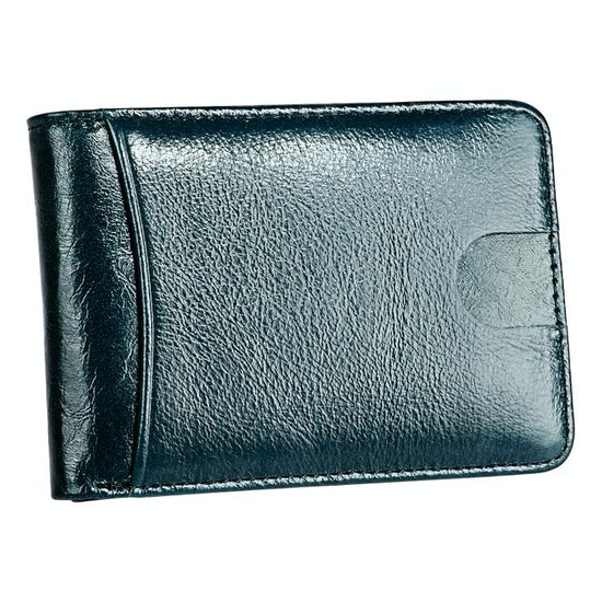 Leather Rfid Billfold Wallet - Mini Size - Blue