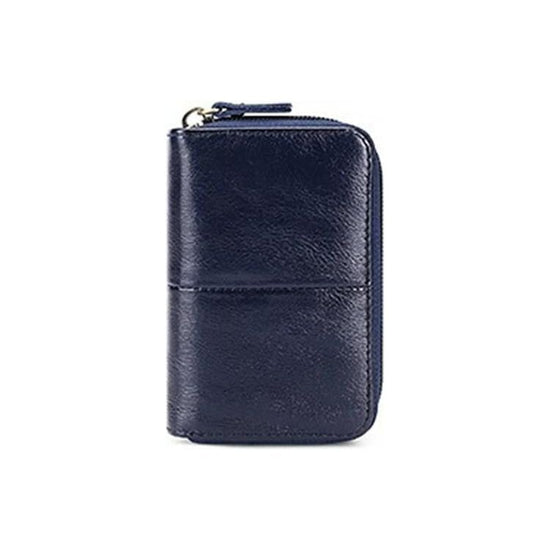Leather Rfid Zipper Card Holder With Change Pocket