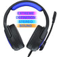 Retractable Mic Gaming Headset 3.5Mm Plug 2.2M Cable - Black Blue