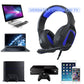Retractable Mic Gaming Headset 3.5Mm Plug 2.2M Cable - Black Blue