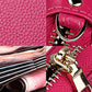 Leather Rfid Card Holder Wallet with Hand Strap - Magenta