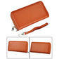 Leather Rfid Card Holder Wallet with Hand Strap - Magenta