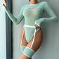 Alluring Transparent Bodysuit Open Crotch Teddy Nightgown For Women - Light Purple - M