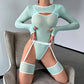 Alluring Transparent Bodysuit Open Crotch Teddy Nightgown For Women - Light Purple - M
