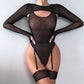Alluring Transparent Bodysuit Open Crotch Teddy Nightgown For Women - Light Purple - M