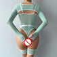 Alluring Transparent Bodysuit Open Crotch Teddy Nightgown For Women - Light Green - M