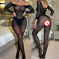 Leopard Fishnet Bodystocking Alluring Open Crotch Lingerie For Women - W829-Wine Red