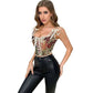 Floral Print Bowknot Tie Strap Sleeveless Vest Corset Bustier Plus Size S-Xxl - M