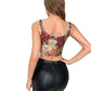 Floral Print Bowknot Tie Strap Sleeveless Vest Corset Bustier Plus Size S-Xxl - M