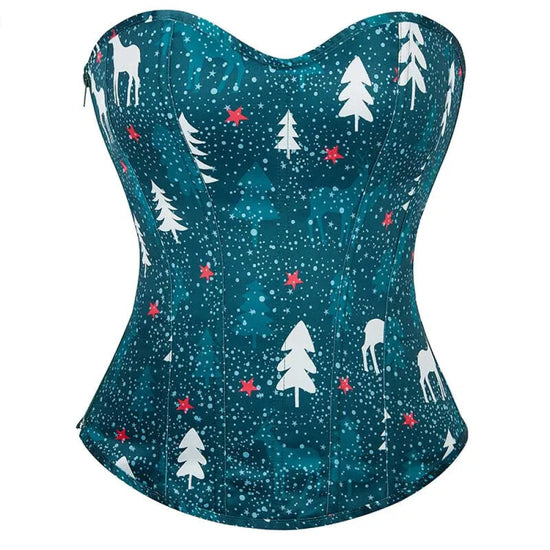 Christmas Lace Bustier Corset Top For Plus Size Women Push Up Vintage Gothic Style With Zipper Closure - Xl