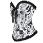 Print Gothic Corselet Ruffled Lace Trim Boned Corset Halloween Women Clothing - Xs