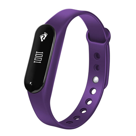 Bluetooth Smart Bracelet With Heart Rate Monitor And Sleep Tracker - Purple