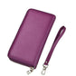 Leather Rfid Card Holder Wallet with Hand Strap - Purple