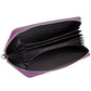 Leather Rfid Card Holder Wallet with Hand Strap - Purple