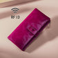 Oilskin Leather Rfid Zip Wallet - Brown - Purple