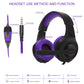Retractable Mic Gaming Headset 3.5Mm Plug 2M Cable Black / Purple