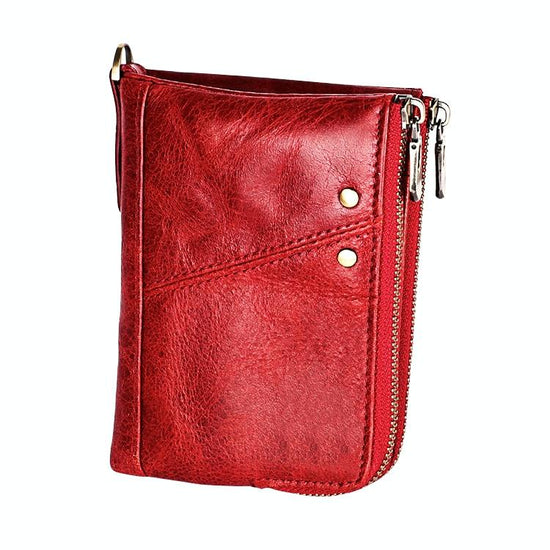Men Leather Rfid Wallet - Antimagnetic - Red