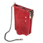 Leather Wallet with Rfid Protection and Strap - Card Slots - Red