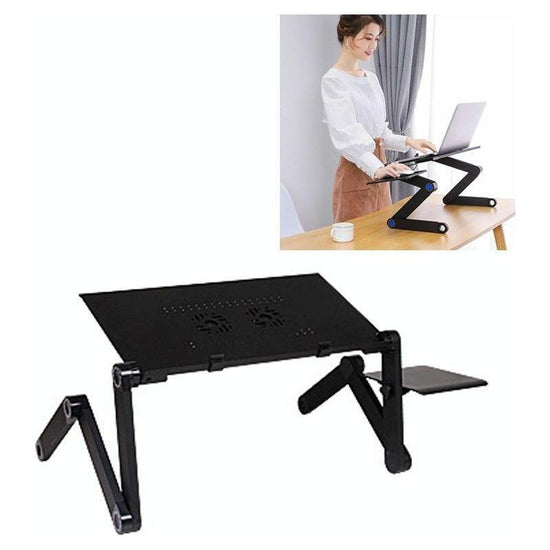 Foldable Laptop Stand With Dual Fans & Mouse Pad - 360 Degree Adjustable - Red