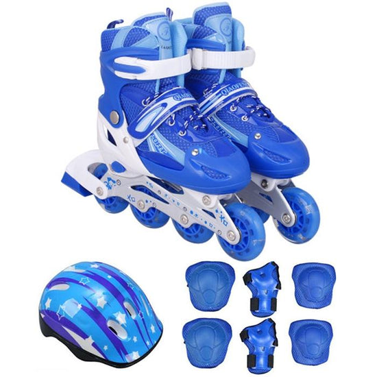 Flash Straight Row Roller Skating Shoes Suit for Children and Adults - Size l - Red