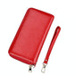 Leather Rfid Card Holder Wallet with Hand Strap - Red