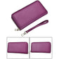 Leather Rfid Card Holder Wallet with Hand Strap - Red