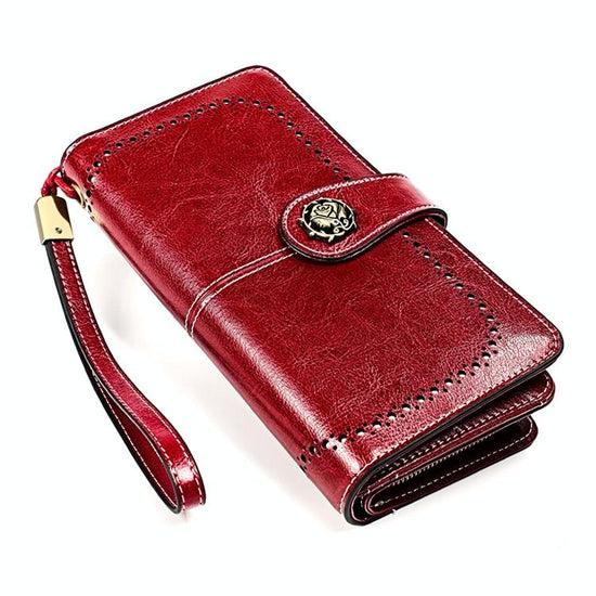 3556 Large Capacity Long Multi-function Anti-magnetic Rfid Wallet Clutch for Women with Card Slots - Red