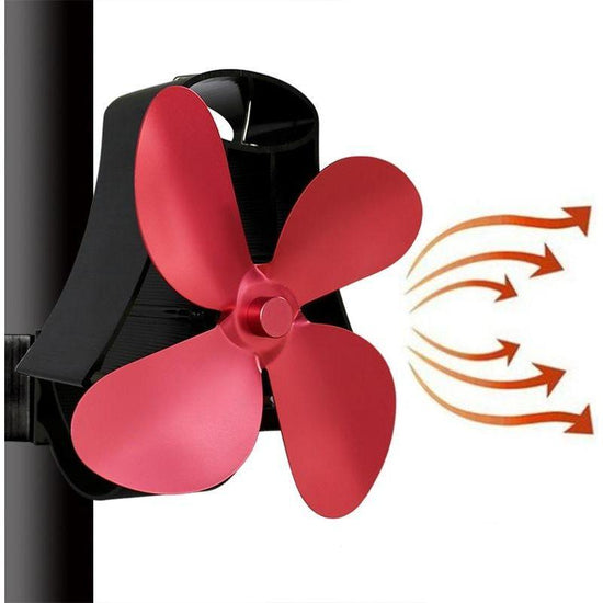 4-Blade Heat Powered Fireplace Stove Fan - Aluminum