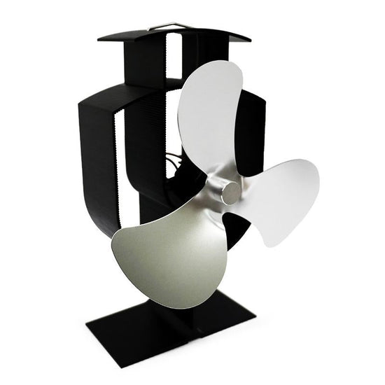 High-temp Metal Heat-powered Stove Fan - 3 Blades - Silver