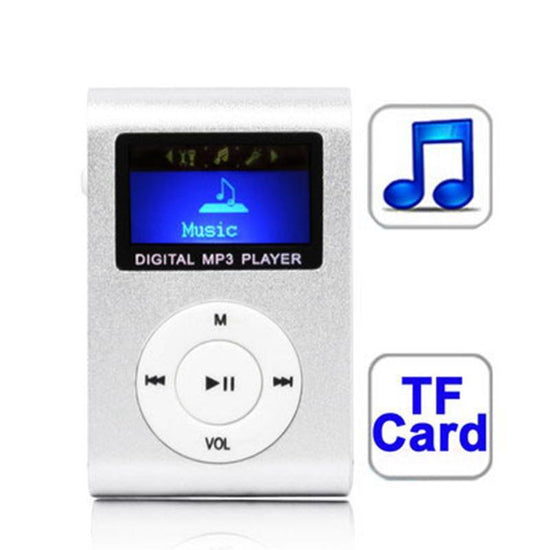 Lcd Mp3 Player With Tf / Micro Sd Slot & Metal Clip - Silver