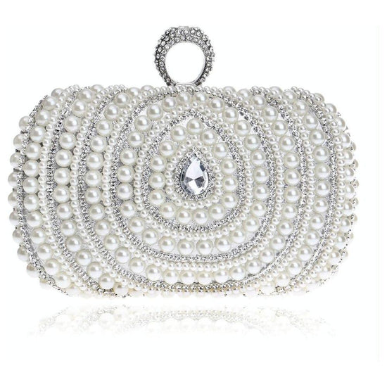 Stylish Pearl Handbag For Fashion Banquets And Parties - Silver