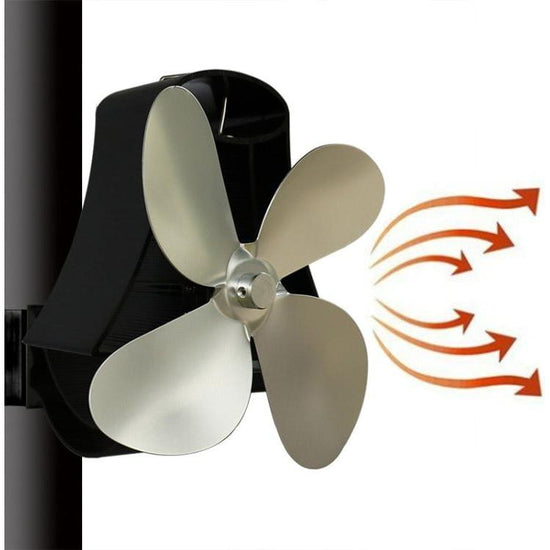 4-Blade Heat Powered Fireplace Stove Fan - Aluminum