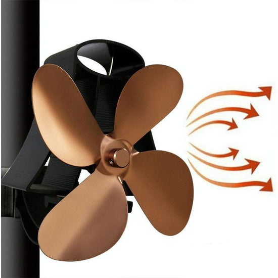 4-Blade Heat Powered Fireplace Stove Fan - Aluminum