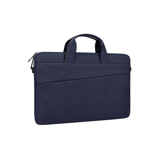 Portable 14.1 Laptop Tablet Bag With Dual Pockets And Soft Handle - Navy Blue