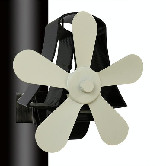 High Temp 5-blade Heat Powered Stove Fan for Fireplaces - White