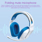 Foldable Wired Gaming Headset With Mic - White