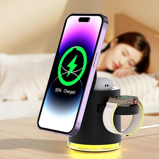 15W 4 In 1 Foldable Magnetic Wireless Charger - White