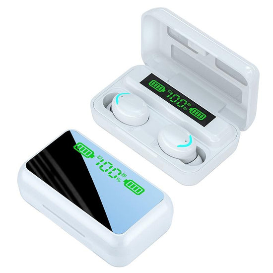 Led Mirror with Noise-cancelling Bluetooth Earphones - White