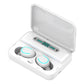Touch Bluetooth Earphones with Noise Reduction & Breathing Light Digital Display and Charging Box - White
