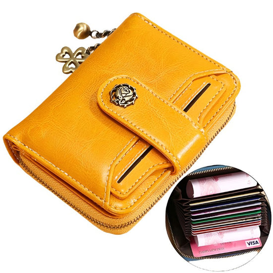 Rfid-blocking Women Wallet with Card Slots - Anti-magnetic - Yellow