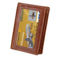 Leather Rfid Card Holder Wallet with 5 Slots and Pocket - Brown