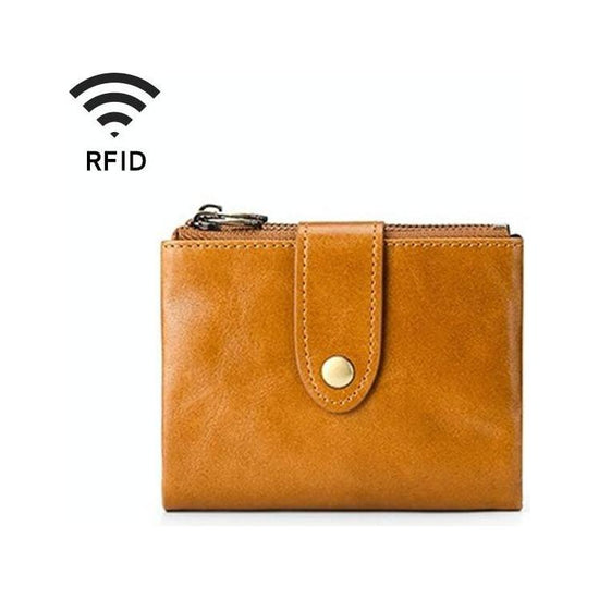 Leather Rfid Wallet With Dual Zippers
