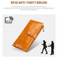 Oilskin Leather Rfid Zip Wallet - Brown - Brown