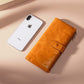 Oilskin Leather Rfid Zip Wallet - Brown - Brown
